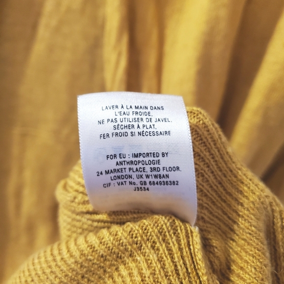 Angel of the North (Anthropologie) Linen Blend Mustard Yellow Cardigan - Size S - Picture 7 of 7